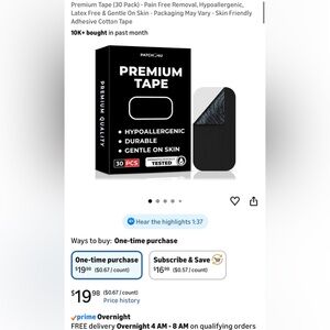 Premium Tape Hypoallergenic Black Skin Tape - 30 PCS